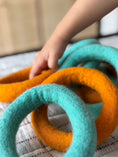 Load image into Gallery viewer, Felt Rings Toys, Orange and Teal, Large Size, Montessori, Waldorf Educational Toy