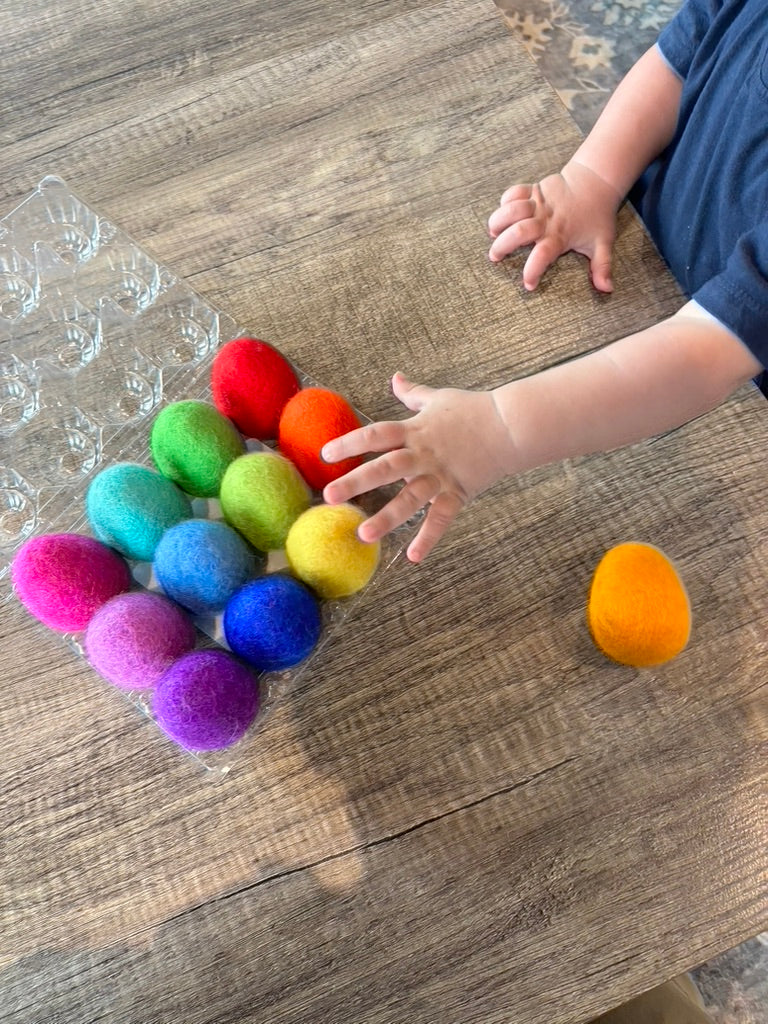 Dozen Rainbow Party 100% Wool Felt Eggs (12)