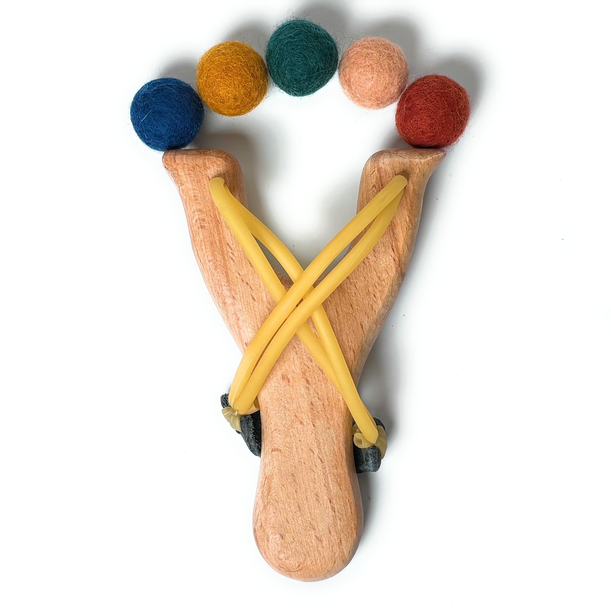 Wildflower Wooden Slingshot Set with 50 Wool Felt Balls