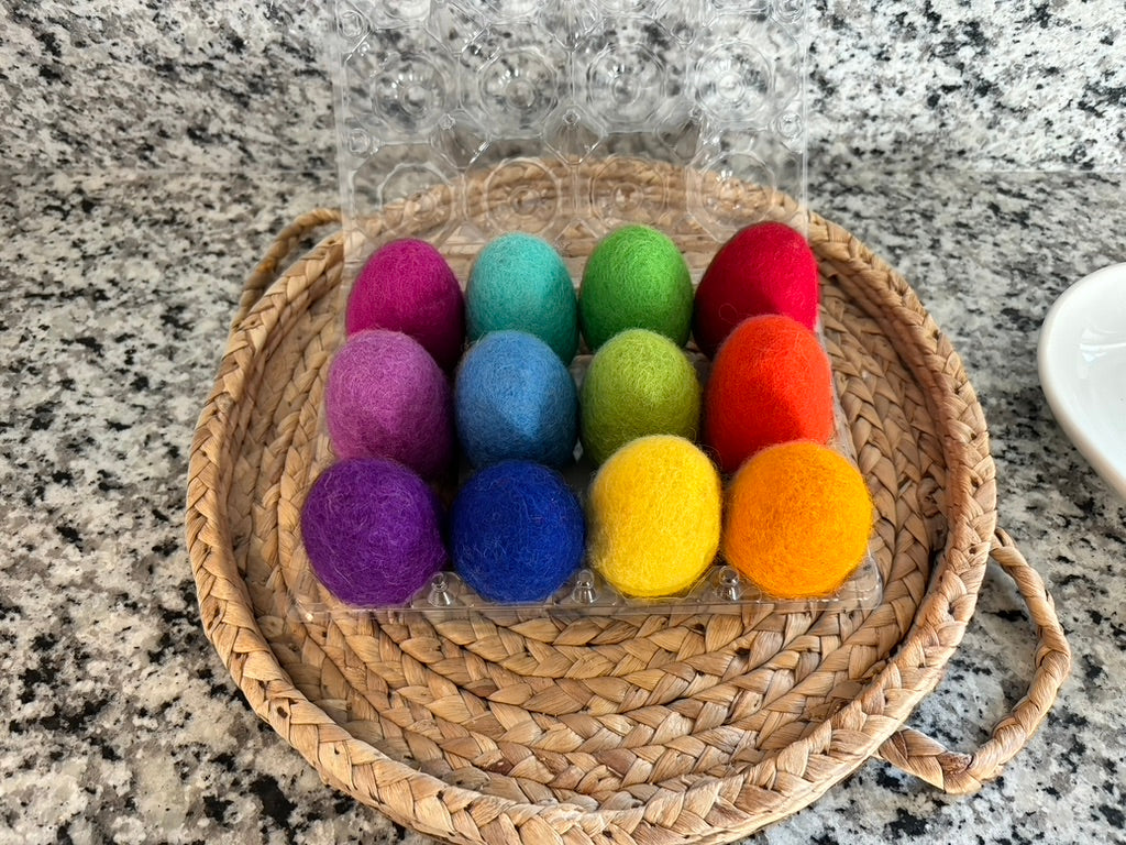 Dozen Rainbow Party 100% Wool Felt Eggs (12)
