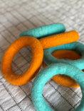 Load image into Gallery viewer, Felt Rings Toys, Orange and Teal, Large Size, Montessori, Waldorf Educational Toy
