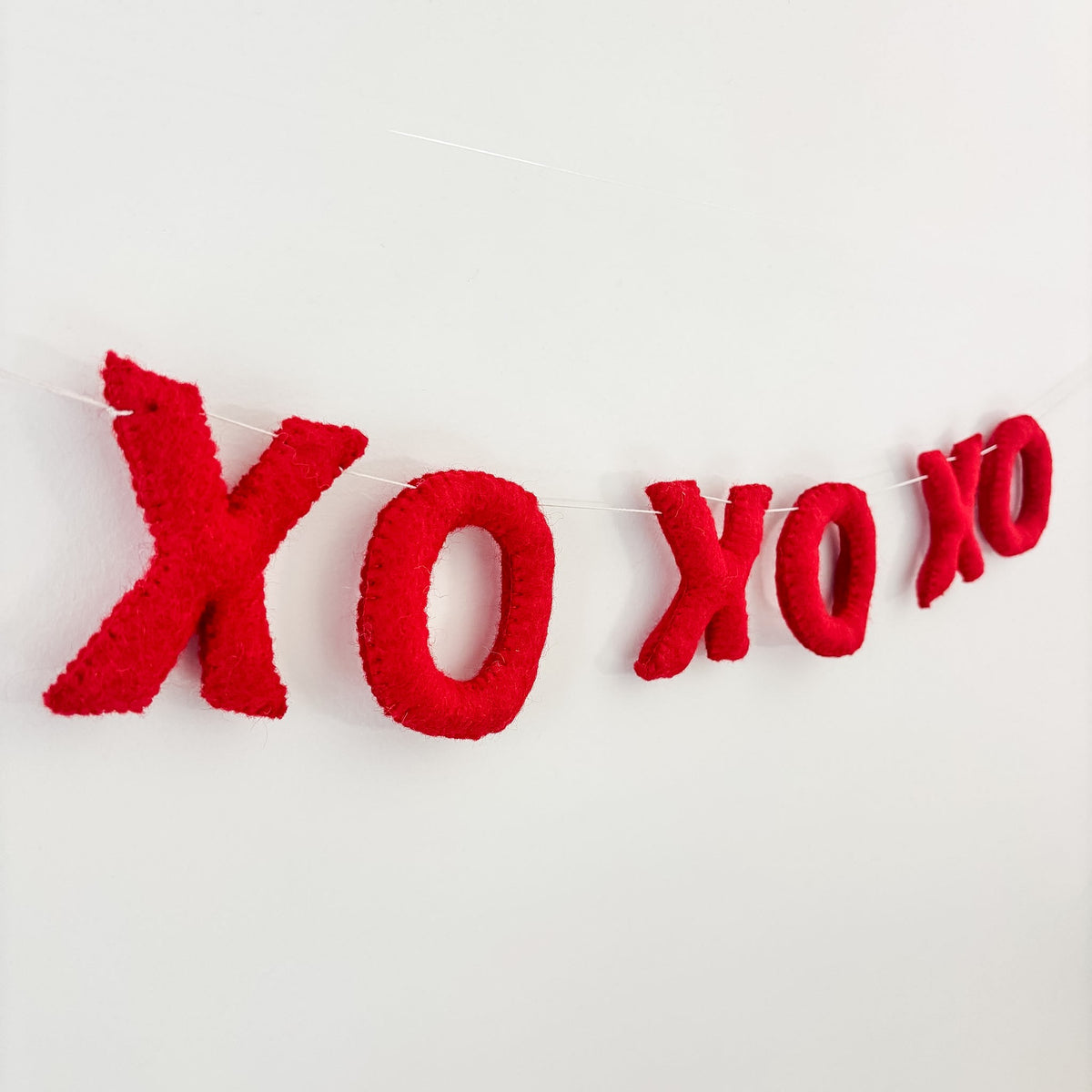 XOXO Felt Garland Handmade in Nepal | Wool Love Decor Wall Hanging