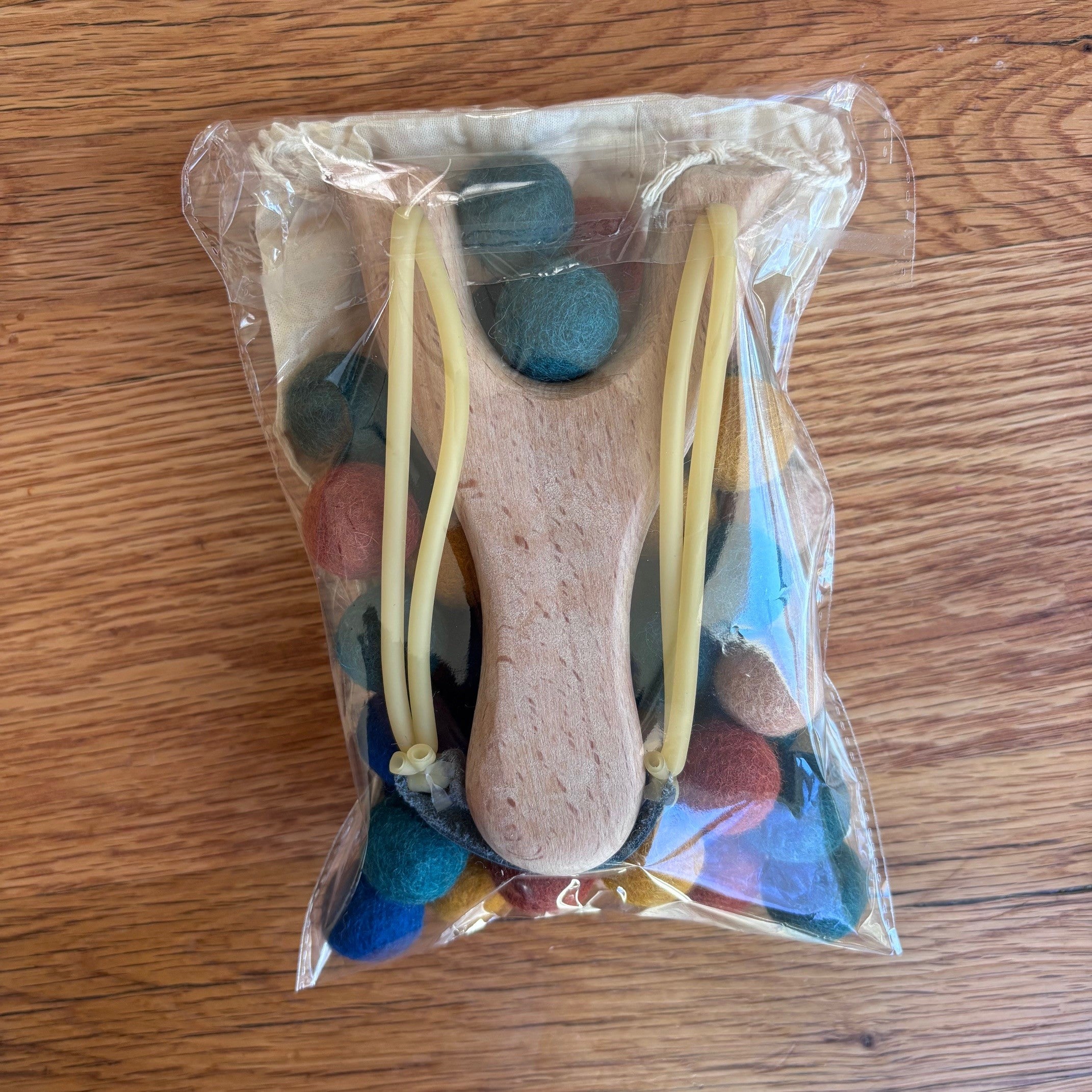 Wildflower Wooden Slingshot Set with 50 Wool Felt Balls
