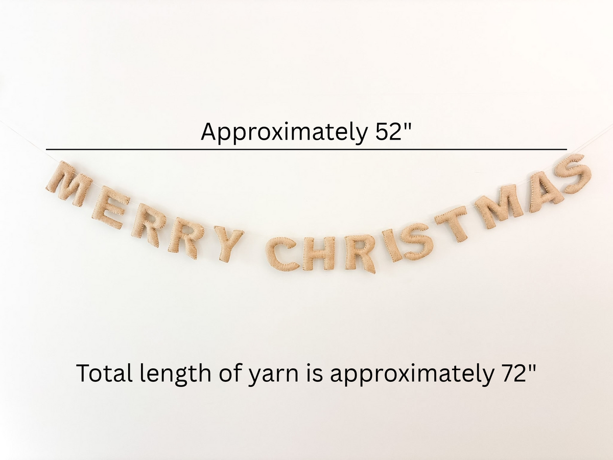 Merry Christmas Felt Garland Handmade in Nepal | Wool Holiday Banner | Artisan Mantel Wall Decor
