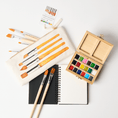 Load image into Gallery viewer, Watercolor Travel Set | Bamboo Case, Brushes, & Paper Pad
