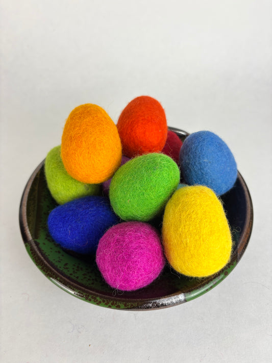 Dozen Rainbow Party 100% Wool Felt Eggs (12)
