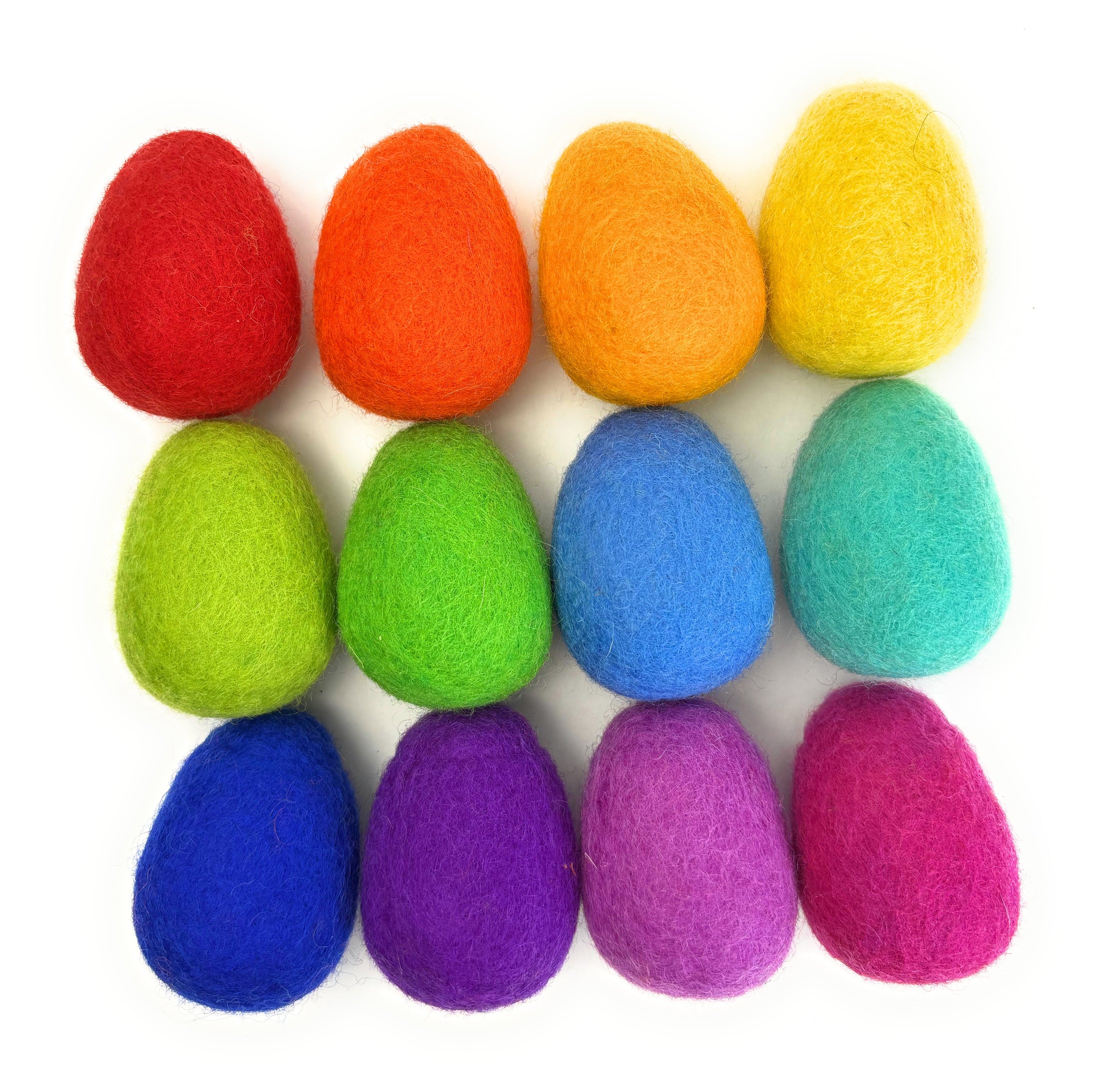 Dozen Rainbow Party 100% Wool Felt Eggs (12)