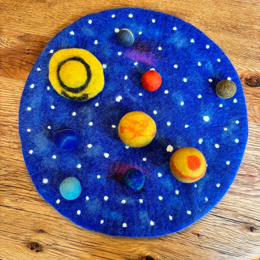 Handmade Felt Solar System Outer Space Play Mat Set with Planets
