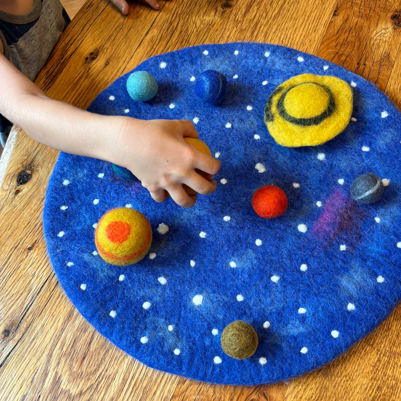 Handmade Felt Solar System Outer Space Play Mat Set with Planets