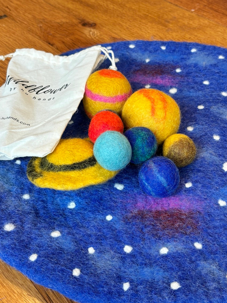 Handmade Felt Solar System Outer Space Play Mat Set with Planets