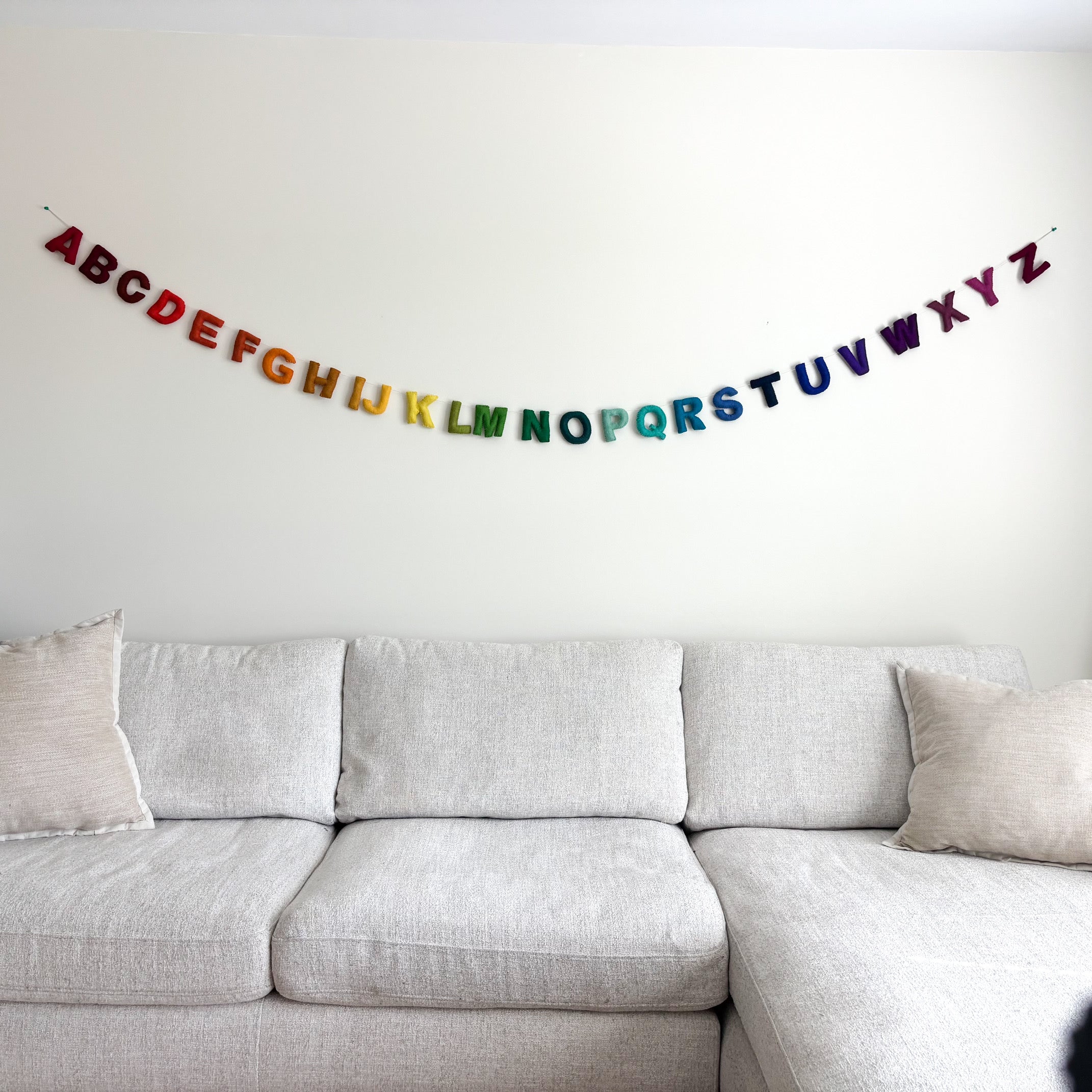 Rainbow Alphabet A-Z Garland – Handmade Wool Decor