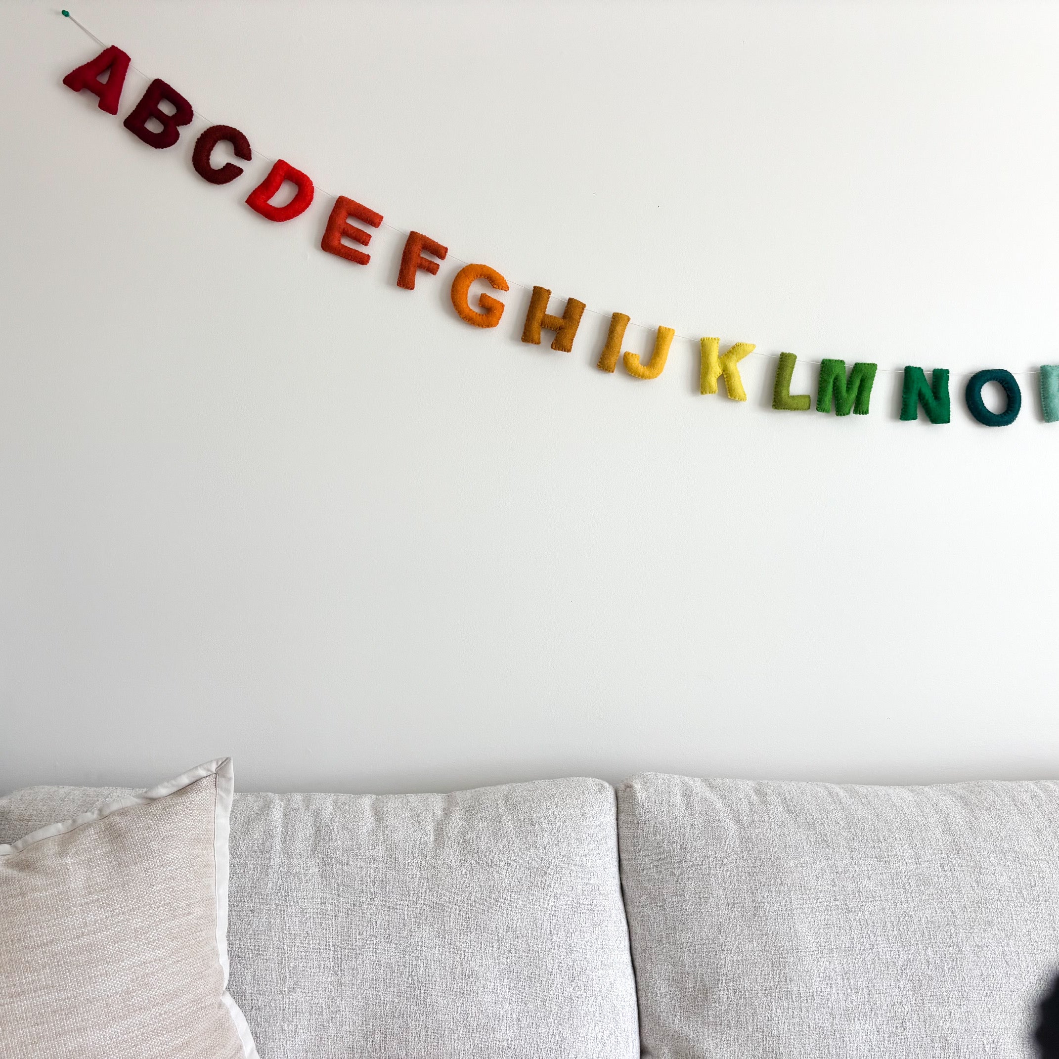 Rainbow Alphabet A-Z Garland – Handmade Wool Decor