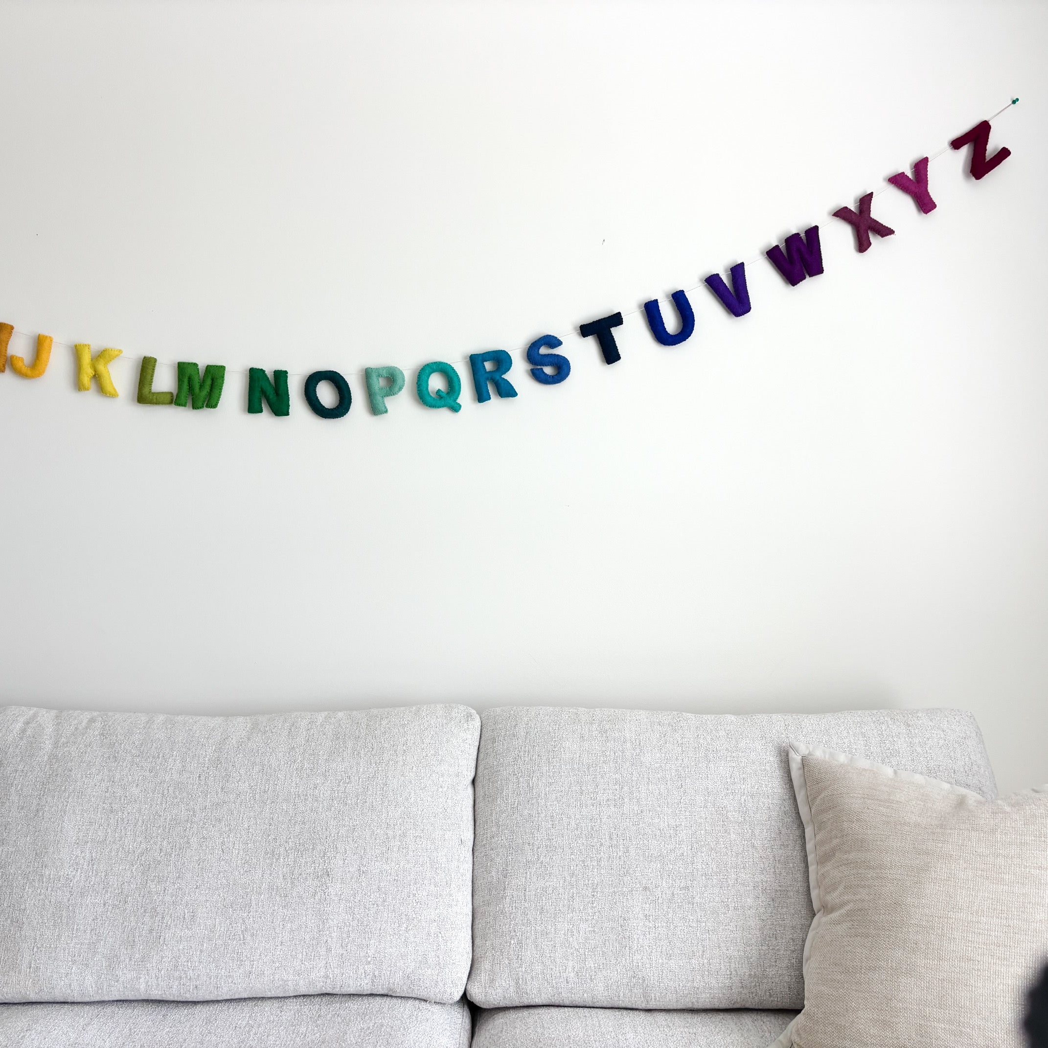 Rainbow Alphabet A-Z Garland – Handmade Wool Decor