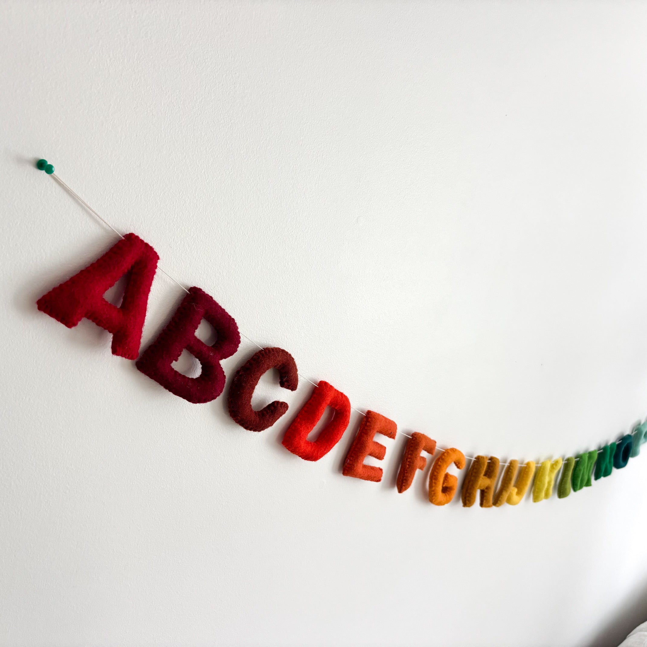 Rainbow Alphabet A-Z Garland – Handmade Wool Decor