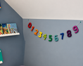 Load image into Gallery viewer, Handmade Wool Number Garland (0–9) – Colorful Educational Decor
