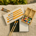 Load image into Gallery viewer, Watercolor Travel Set | Bamboo Case, Brushes, & Paper Pad

