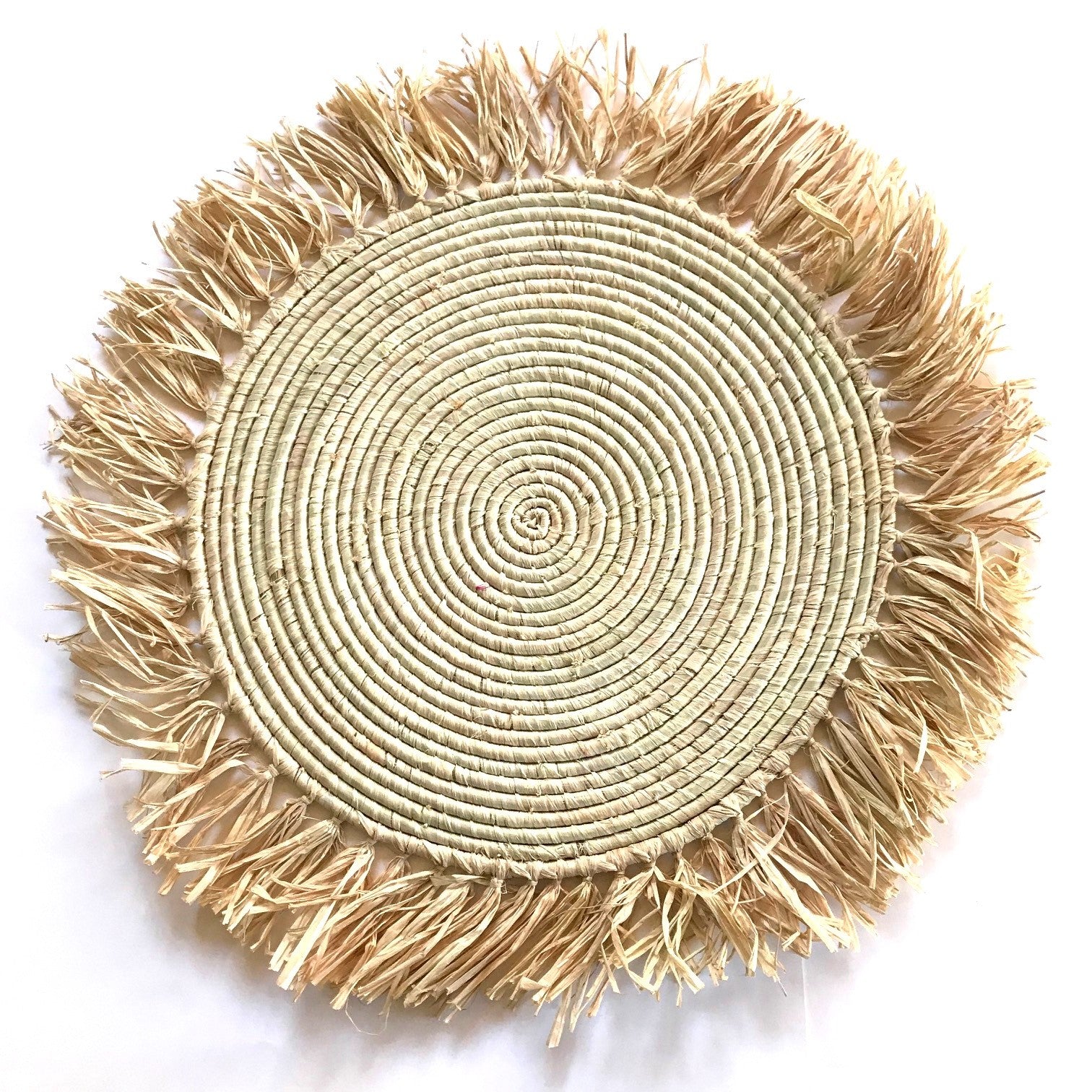 23" Handmade Natural Fringed Wall Hanging Raffia Sweet Grass