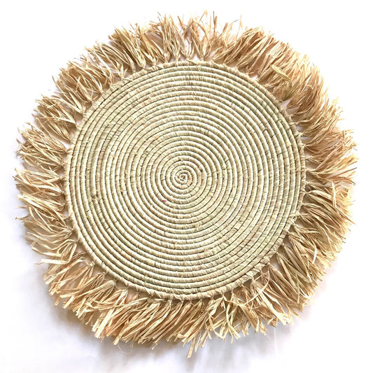 23" Handmade Natural Fringed Wall Hanging Raffia Sweet Grass