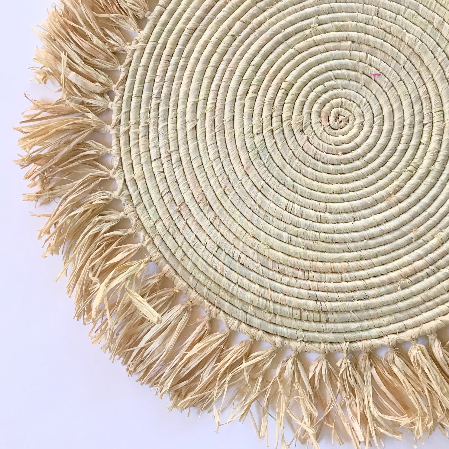 23" Handmade Natural Fringed Wall Hanging Raffia Sweet Grass