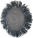 Load image into Gallery viewer, 16" Black Handmade Fringed Wall Hanging Raffia Sweet Grass
