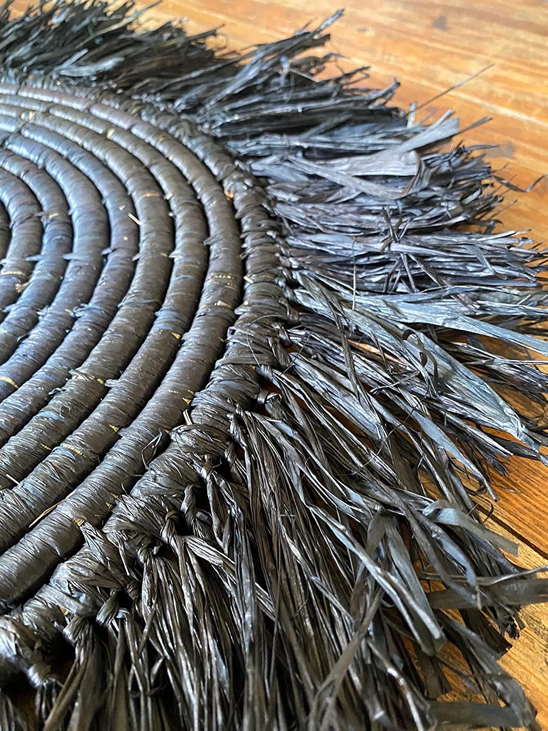 23" Handmade Fringed Wall Hanging Raffia Sweet Grass