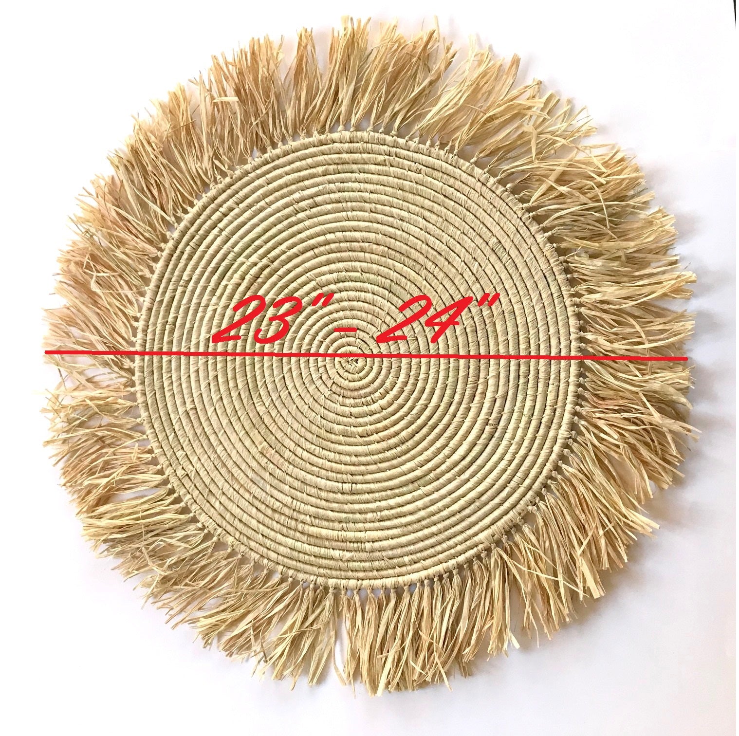 23" Handmade Natural Fringed Wall Hanging Raffia Sweet Grass