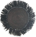 Load image into Gallery viewer, 16" Black Handmade Fringed Wall Hanging Raffia Sweet Grass
