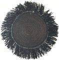 Load image into Gallery viewer, 16" Black Handmade Fringed Wall Hanging Raffia Sweet Grass
