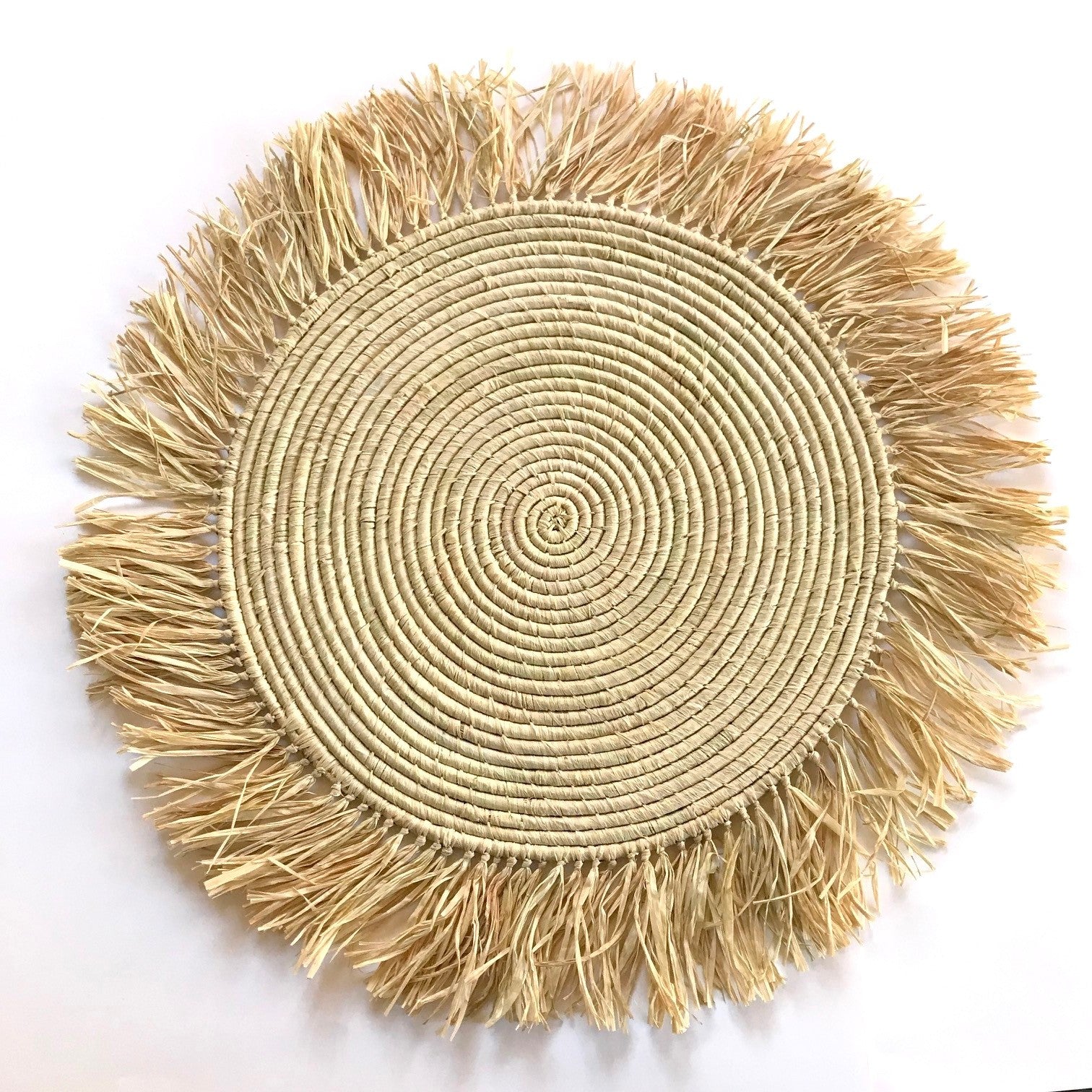 23" Handmade Natural Fringed Wall Hanging Raffia Sweet Grass